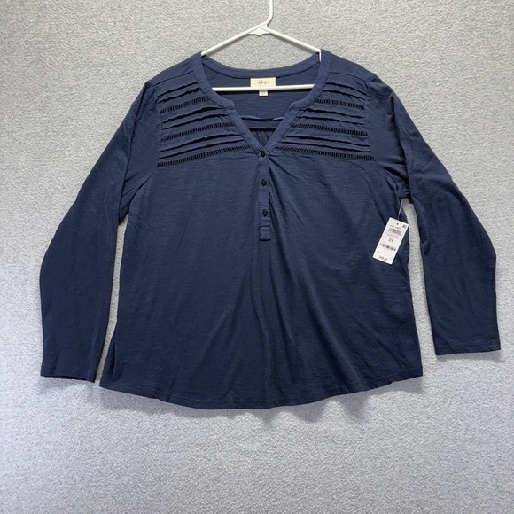 Style & Company Tops - Style & Co. Shirt Womens 2X Blue Long Sleeve Loose Fit Knit Modern New